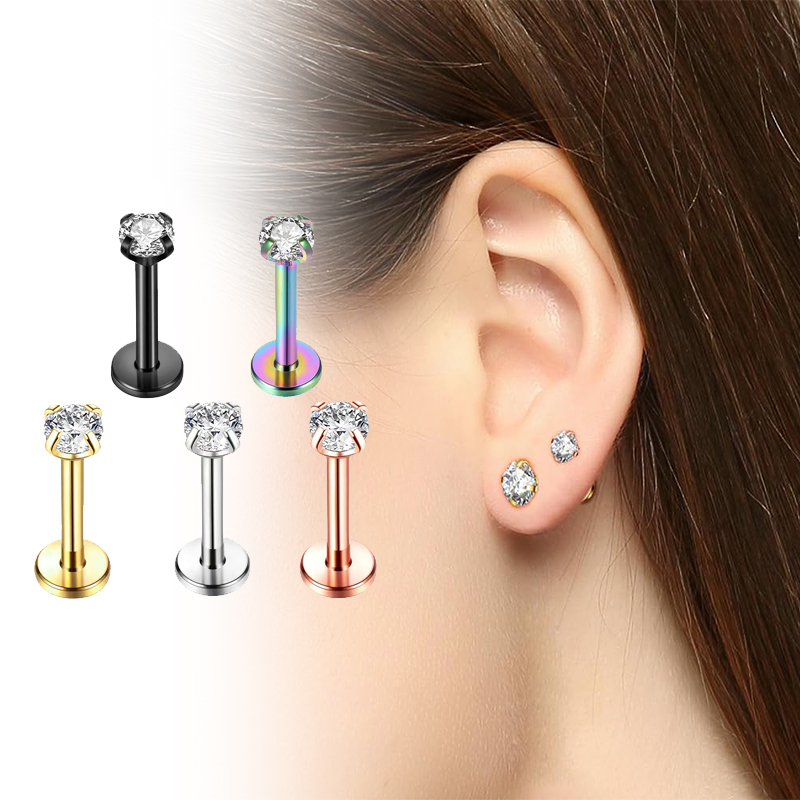 Body Jewelry Cartilage Earrings - Pendientes de titanio de 16G con