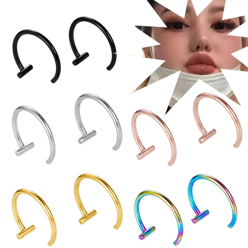 Body Jewelry Cartilage Earrings - Pendientes de aro abierto de acero