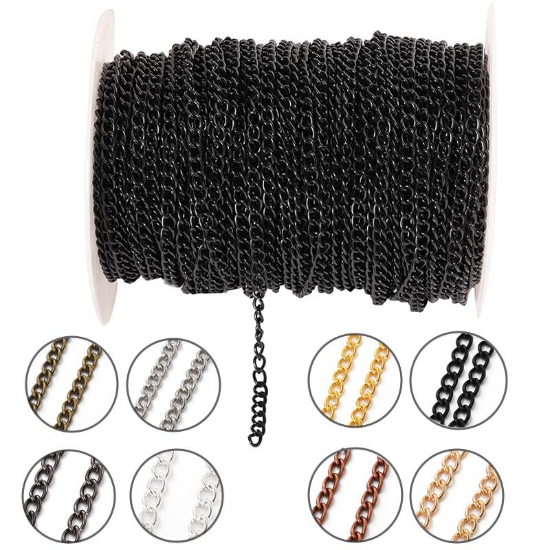 Body Jewelry Necklace - Cadena Delgada de Metal Plano Ovalado