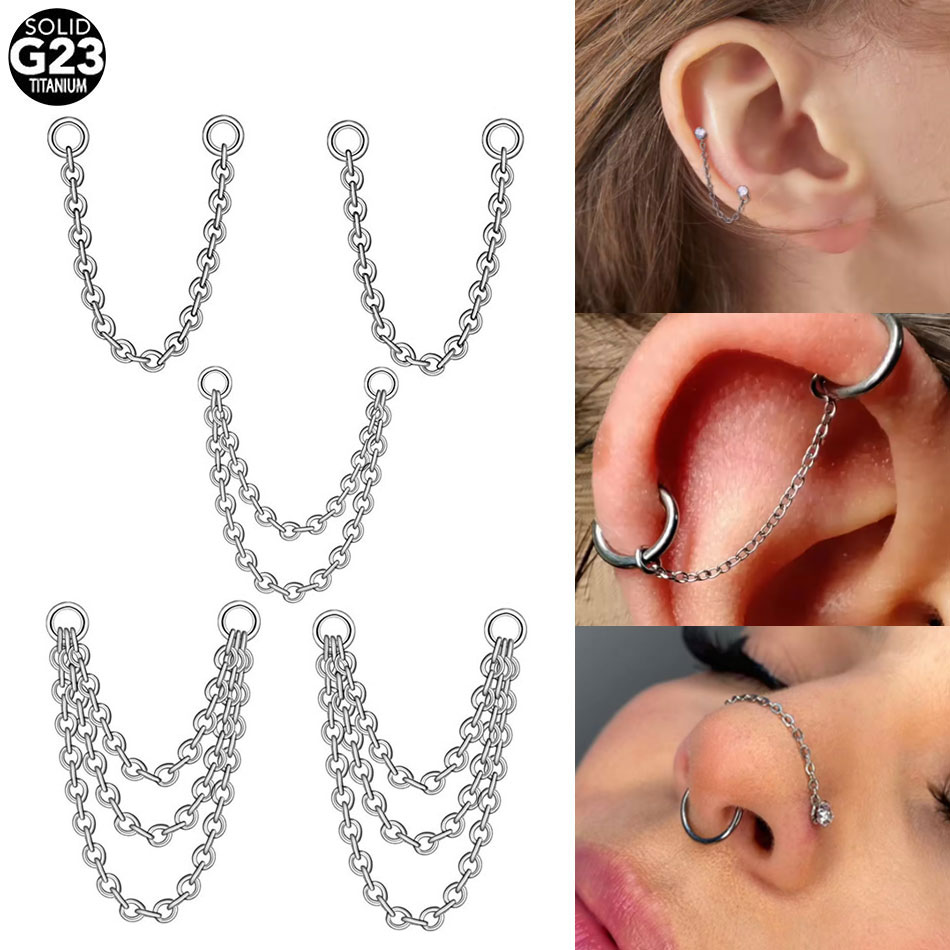 Zoor Body Jewelry - 1/5 Uds. Cadena doble de titanio