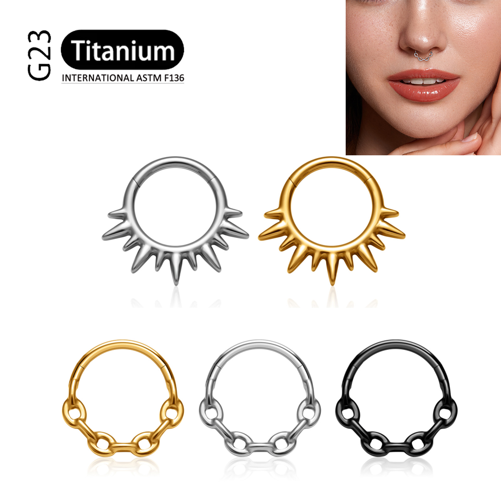 Zoor Body Jewelry - Anillo de septum de titanio ASTM