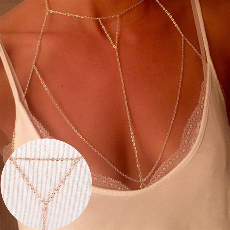 Sujetador de cadena de eslabon - Body Jewelry Necklace reseña y precio