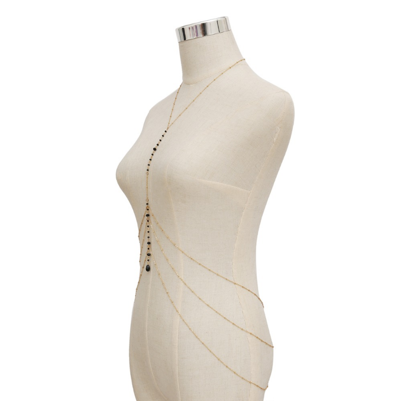Sexy borla multicapa cuentas v - Body Jewelry Necklace reseña y precio